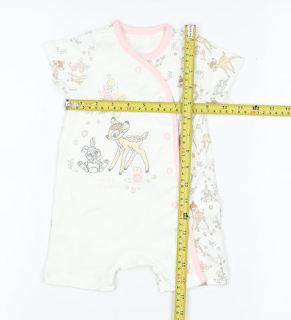 Disney Baby Unisex White 3-6 Months Bambi Cotton Romper Playsuit