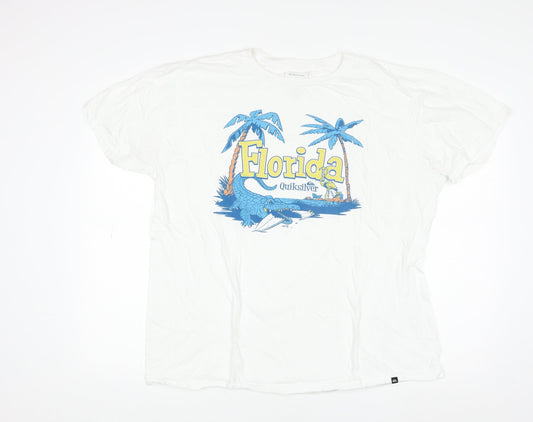 Quiksilver Men's White XL Florida Graphic Regular Fit T-Shirt