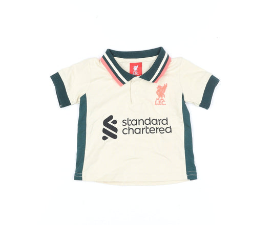 Liverpool FC Beige Baby Polo Babygrow 0-3 Months Short Sleeve Cotton
