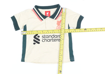 Liverpool FC Beige Baby Polo Babygrow 0-3 Months Short Sleeve Cotton