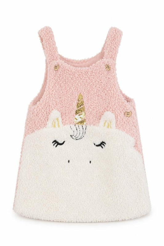 F&F Fred & Flo Pink Unicorn Fleece Sleeveless Pullover Jumper 3-6 Months
