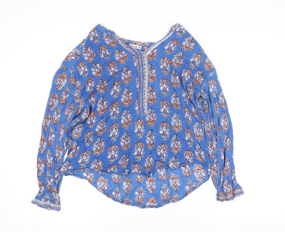 Womens UK Size L Natura Blue Bohemian Blouse