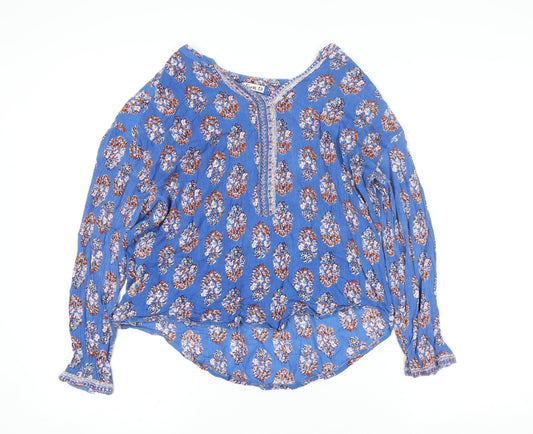 Womens UK Size L Natura Blue Bohemian Blouse