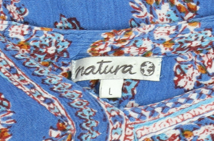 Womens UK Size L Natura Blue Bohemian Blouse