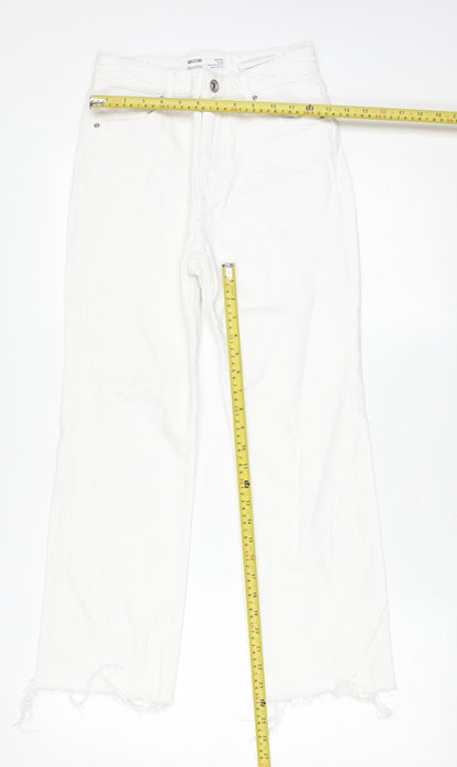 Bershka Women's White Cropped Flare Denim Jeans Size 6