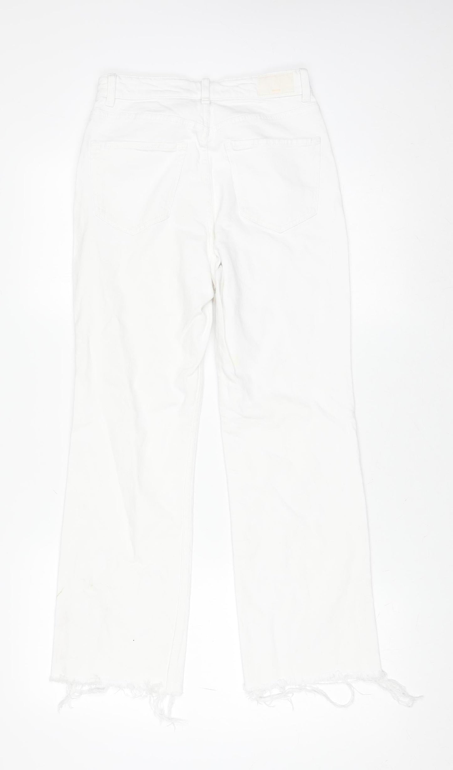 Bershka Women's White Cropped Flare Denim Jeans Size 6
