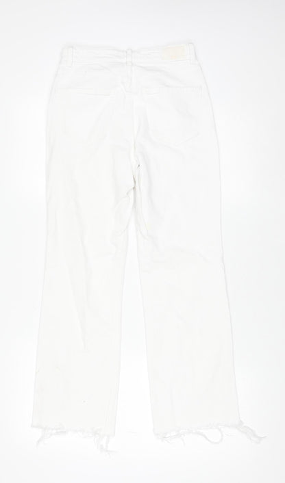 Bershka Women's White Cropped Flare Denim Jeans Size 6