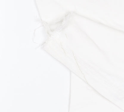 Bershka Women's White Cropped Flare Denim Jeans Size 6