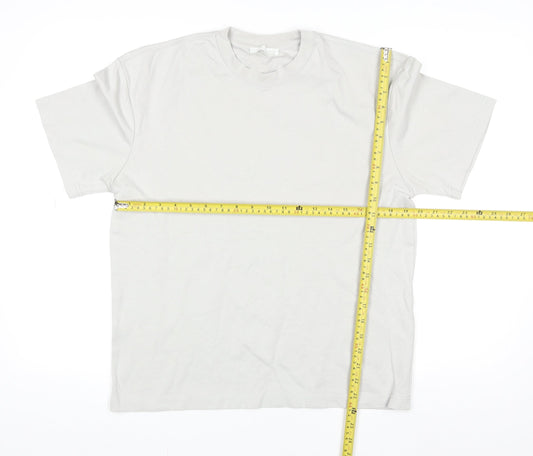 Zara Men Beige Cotton Crew Neck Short Sleeve Regular Fit T-Shirt M