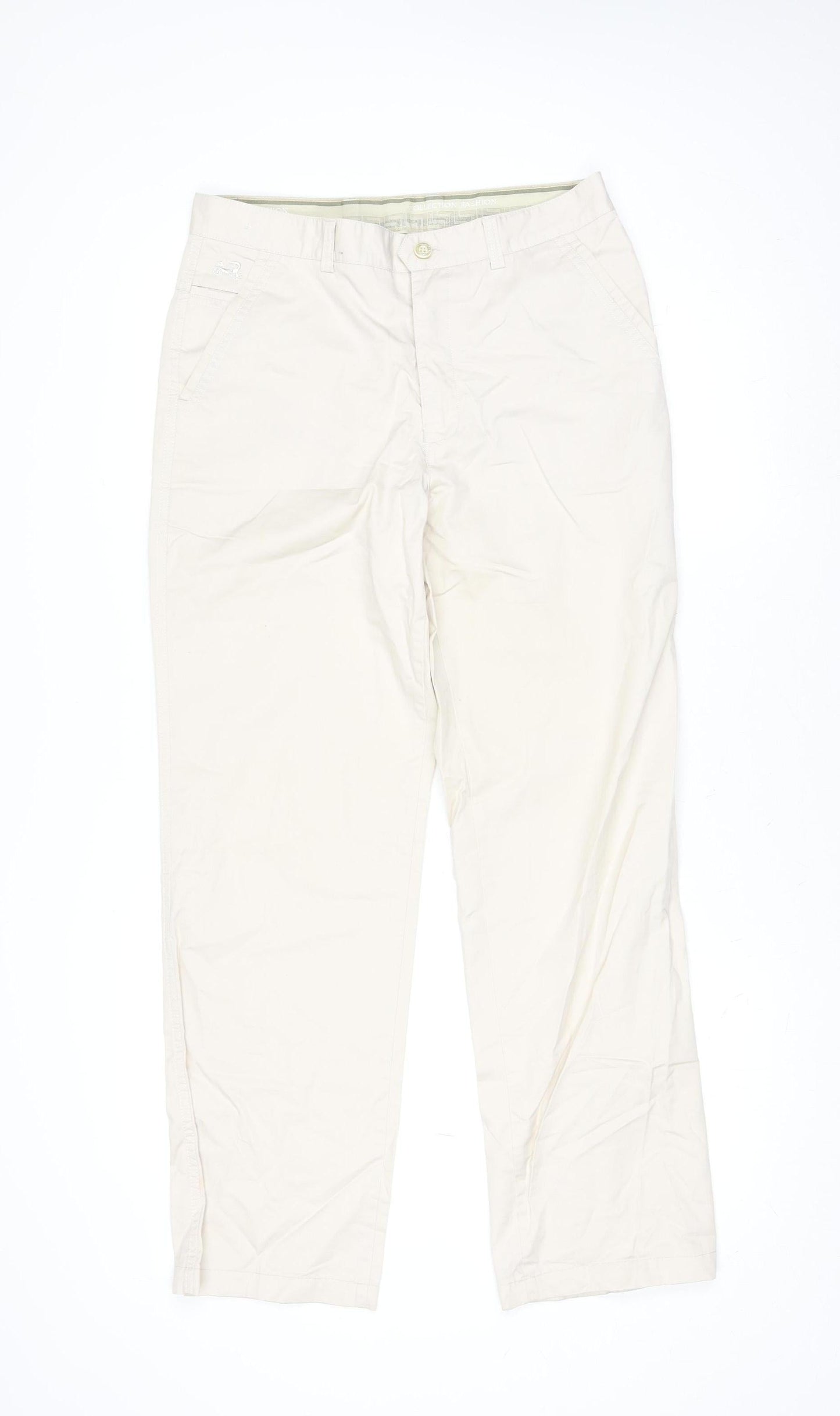 Collection Fashion Men's Beige Chino Trousers Size M 31in Regular Fit
