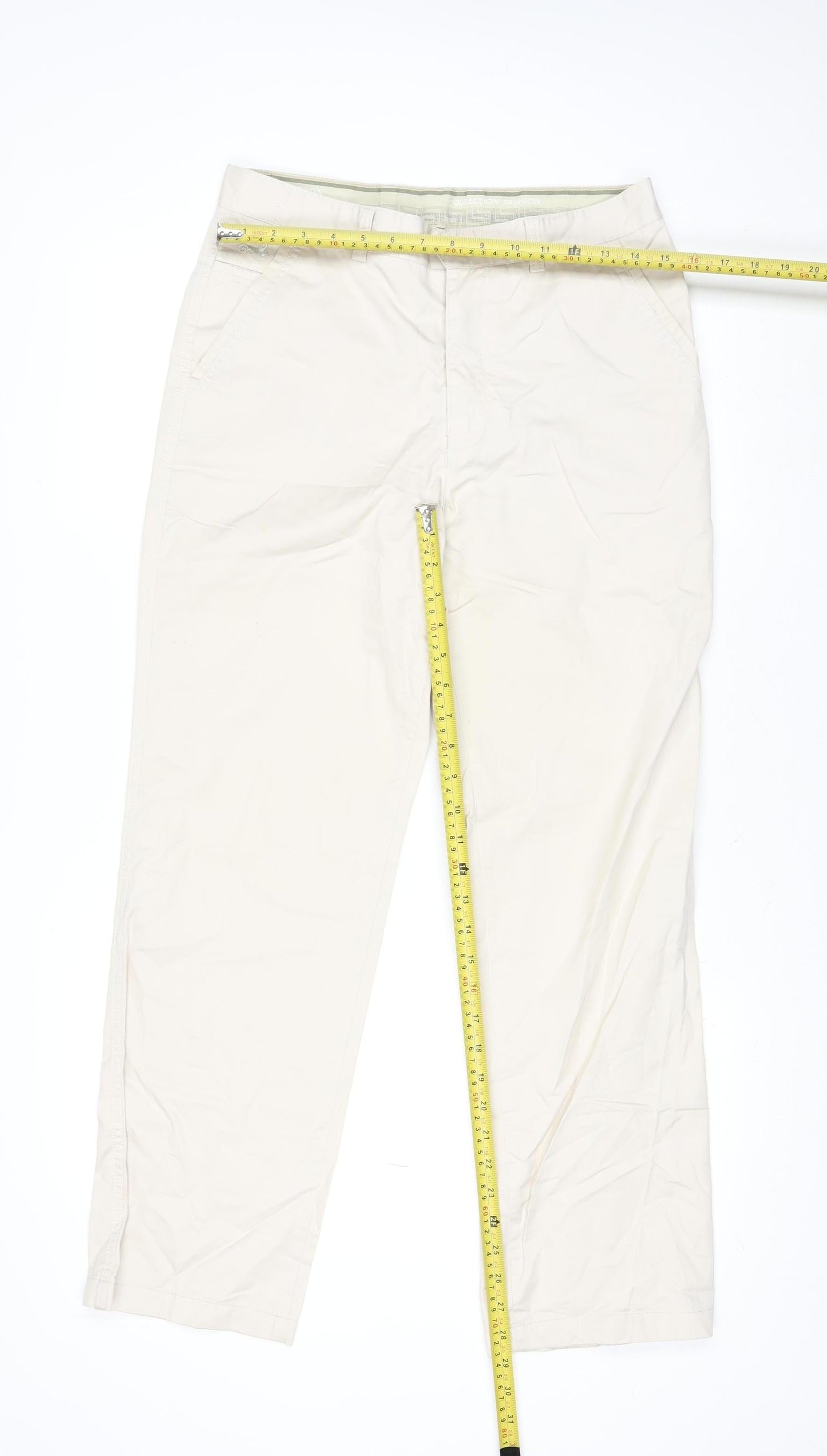 Collection Fashion Men's Beige Chino Trousers Size M 31in Regular Fit