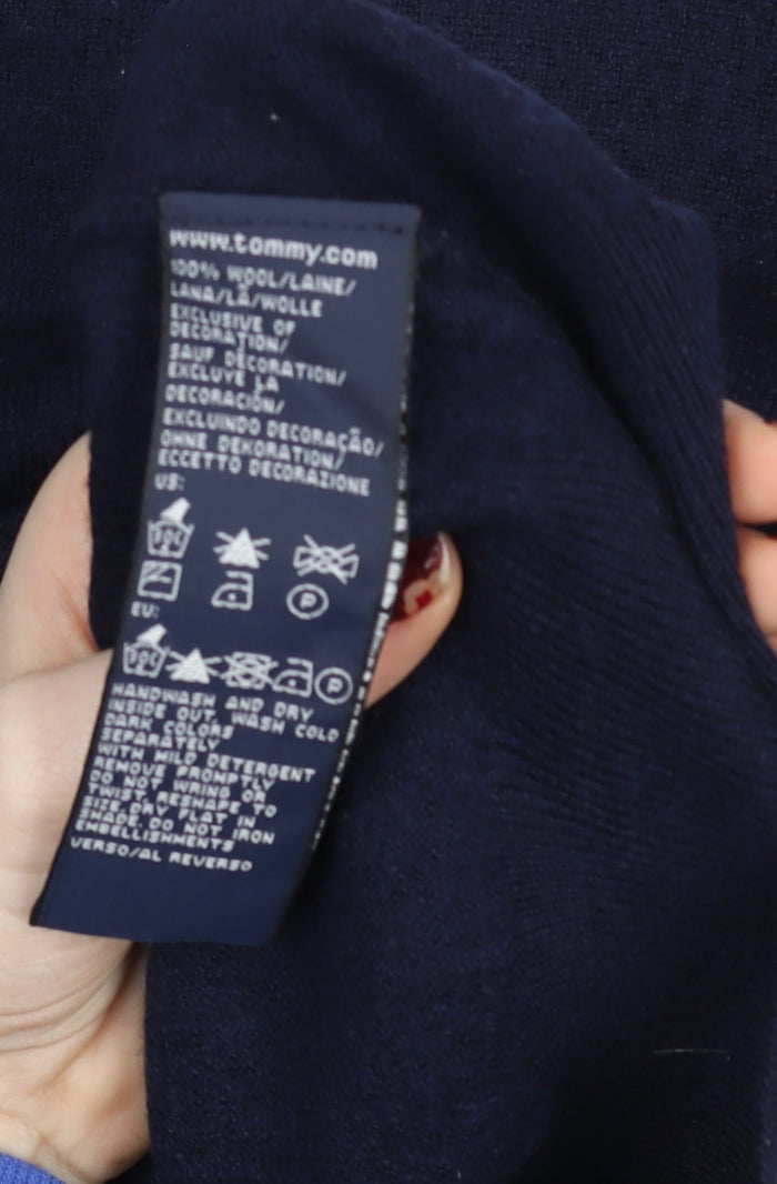 Tommy Hilfiger Men's Blue Wool V-Neck Golf Jumper XL