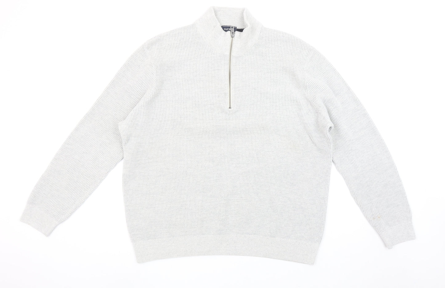 Gazman Men’s Grey Cotton Half Zip Waffle Knit Jumper XL