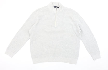 Gazman Men’s Grey Cotton Half Zip Waffle Knit Jumper XL