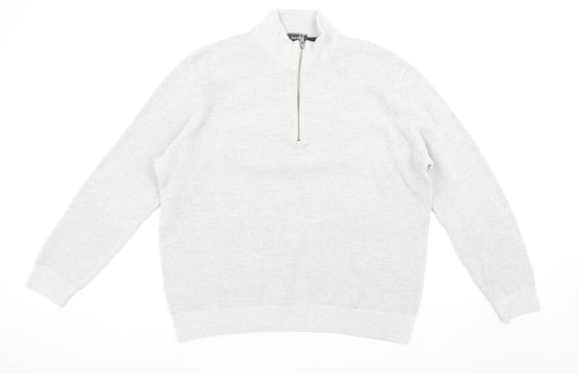 Gazman Men’s Grey Cotton Half Zip Waffle Knit Jumper XL