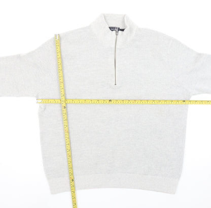 Gazman Men’s Grey Cotton Half Zip Waffle Knit Jumper XL