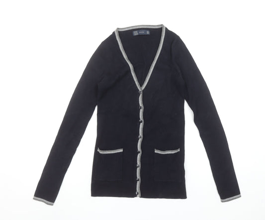 Womens UK Size S Zara Black Cardigan Jumper