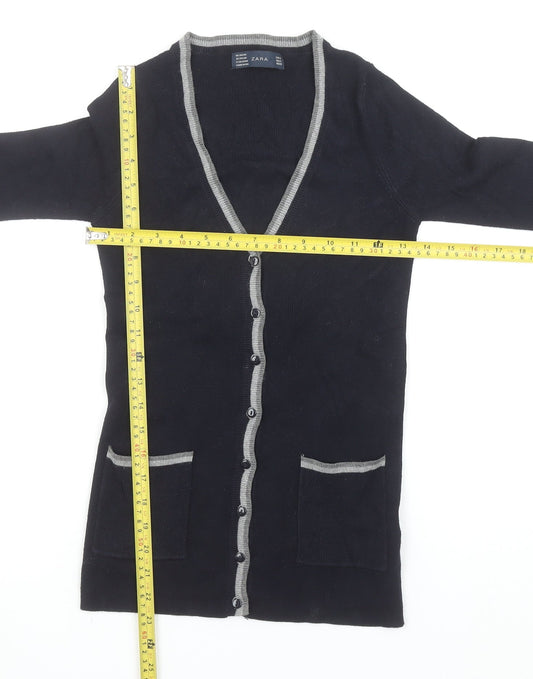Womens UK Size S Zara Black Cardigan Jumper