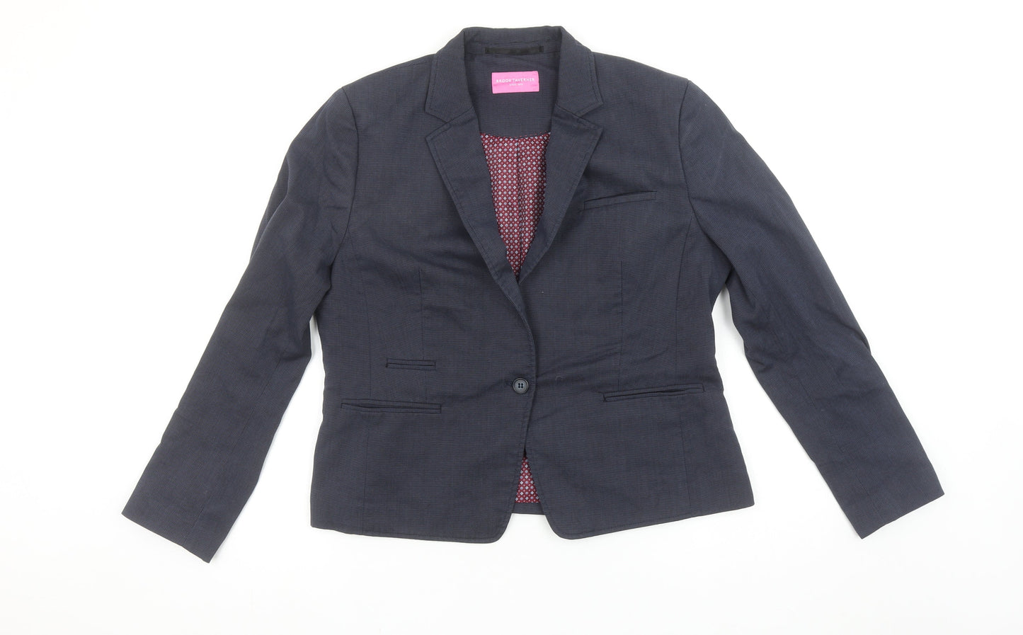 Brook Taverner Women's Navy Blazer Size 14 Regular Classic Single-Breasted Jacket