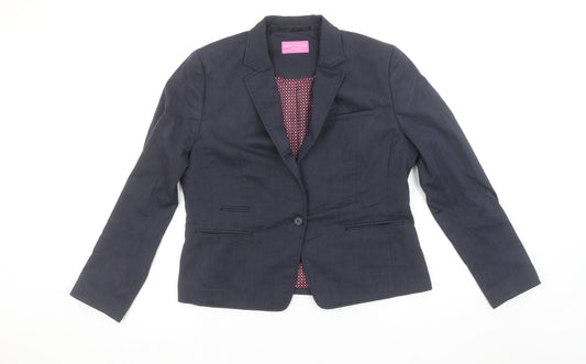 Brook Taverner Women's Navy Blazer Size 14 Regular Classic Single-Breasted Jacket