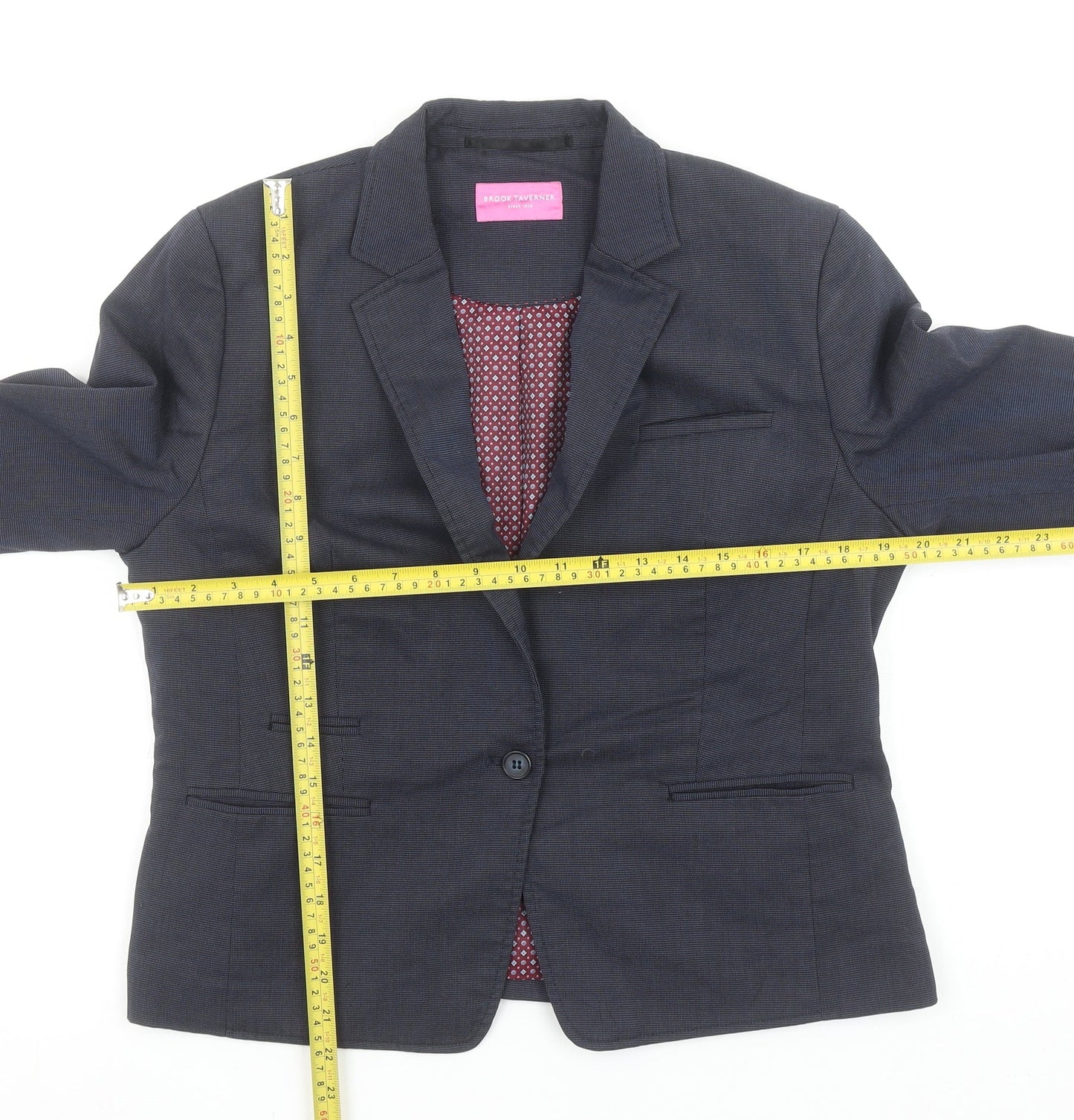 Brook Taverner Women's Navy Blazer Size 14 Regular Classic Single-Breasted Jacket