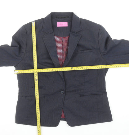 Brook Taverner Women's Navy Blazer Size 14 Regular Classic Single-Breasted Jacket