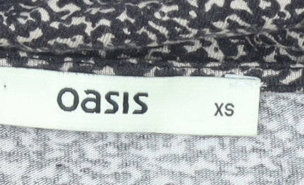 Oasis Women’s Black Geometric Bodycon Midi Dress XS Long Sleeve Viscose