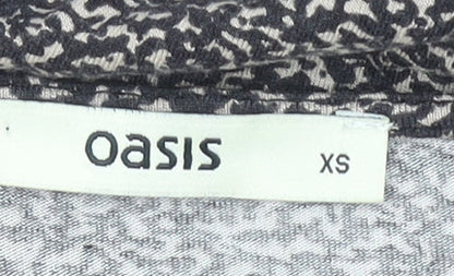 Oasis Women’s Black Geometric Bodycon Midi Dress XS Long Sleeve Viscose