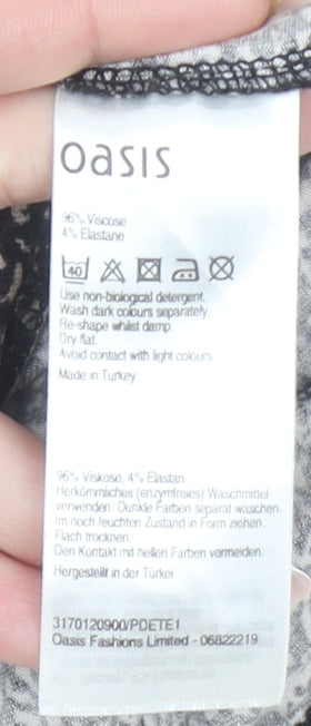 Oasis Women’s Black Geometric Bodycon Midi Dress XS Long Sleeve Viscose