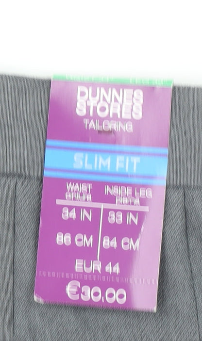 Dunnes Stores Men's Grey Slim Fit Dress Pants 34W 33L Trouser