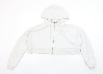 Boohoo Women Grey Full Zip Cropped Hoodie Size 8