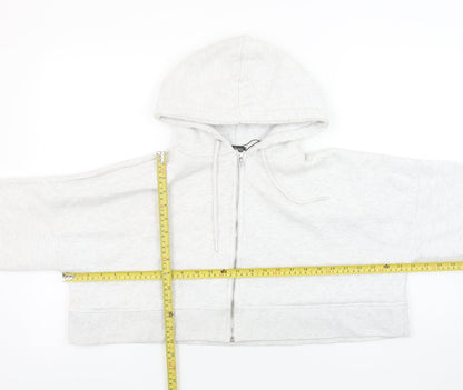 Boohoo Women Grey Full Zip Cropped Hoodie Size 8