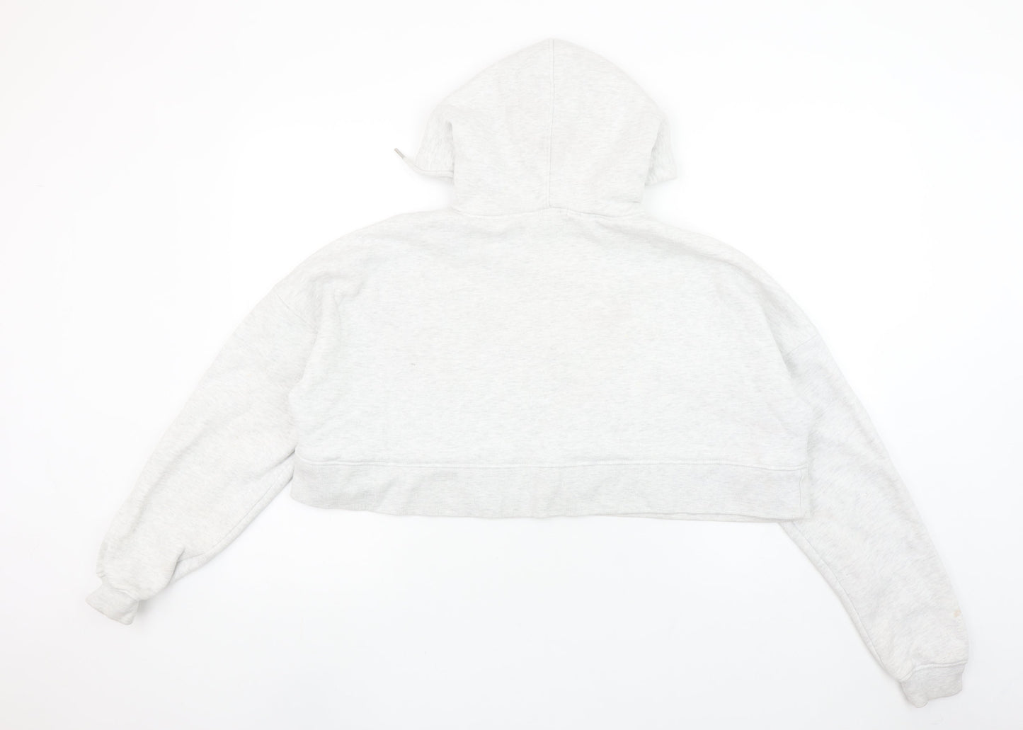 Boohoo Women Grey Full Zip Cropped Hoodie Size 8