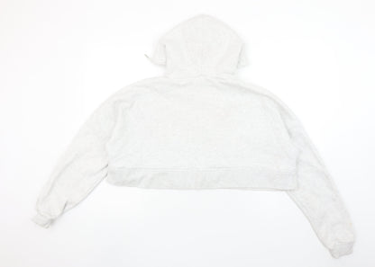 Boohoo Women Grey Full Zip Cropped Hoodie Size 8