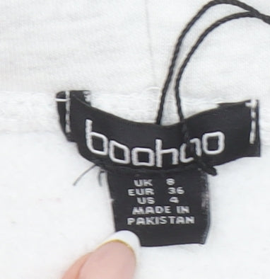 Boohoo Women Grey Full Zip Cropped Hoodie Size 8