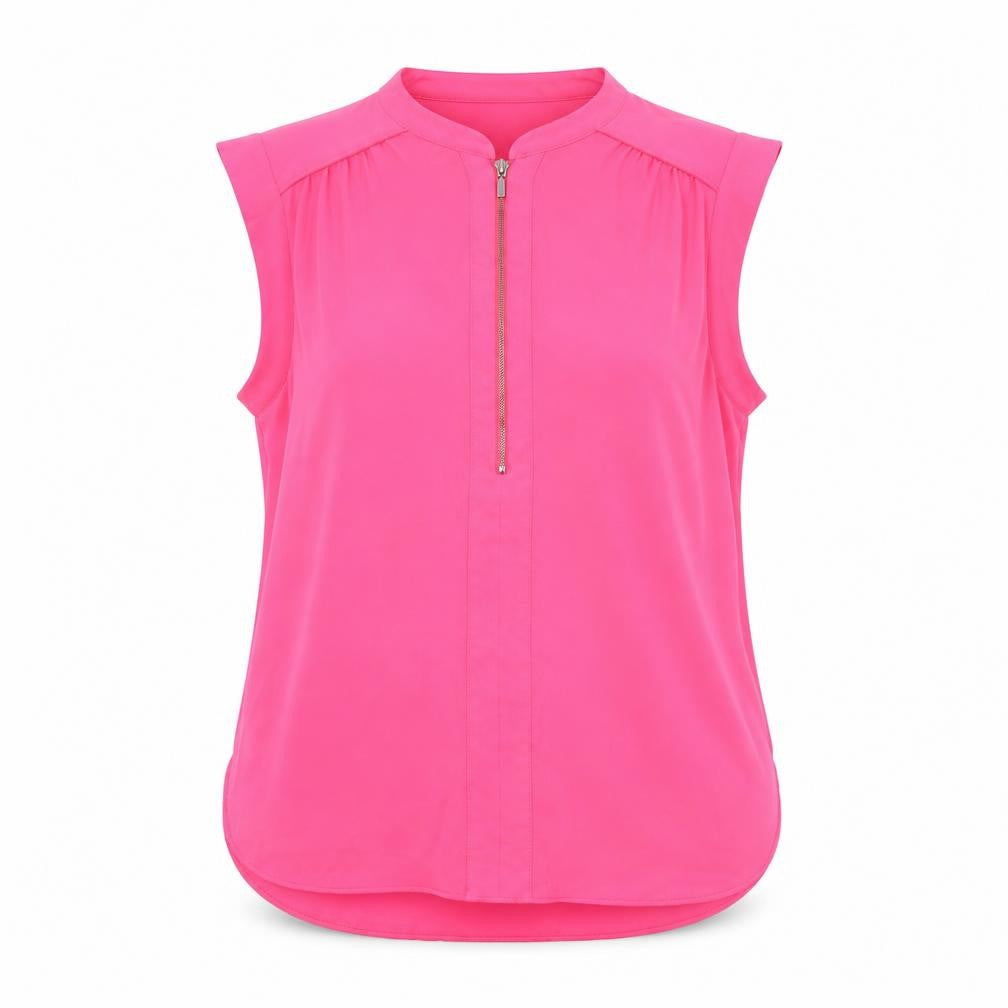 Dunnes Stores Women's Pink Zip Front Sleeveless Blouse Size 14