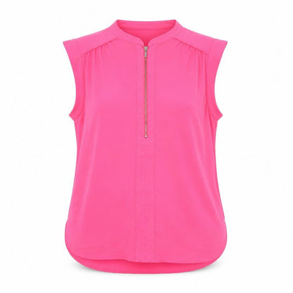Dunnes Stores Women's Pink Zip Front Sleeveless Blouse Size 14