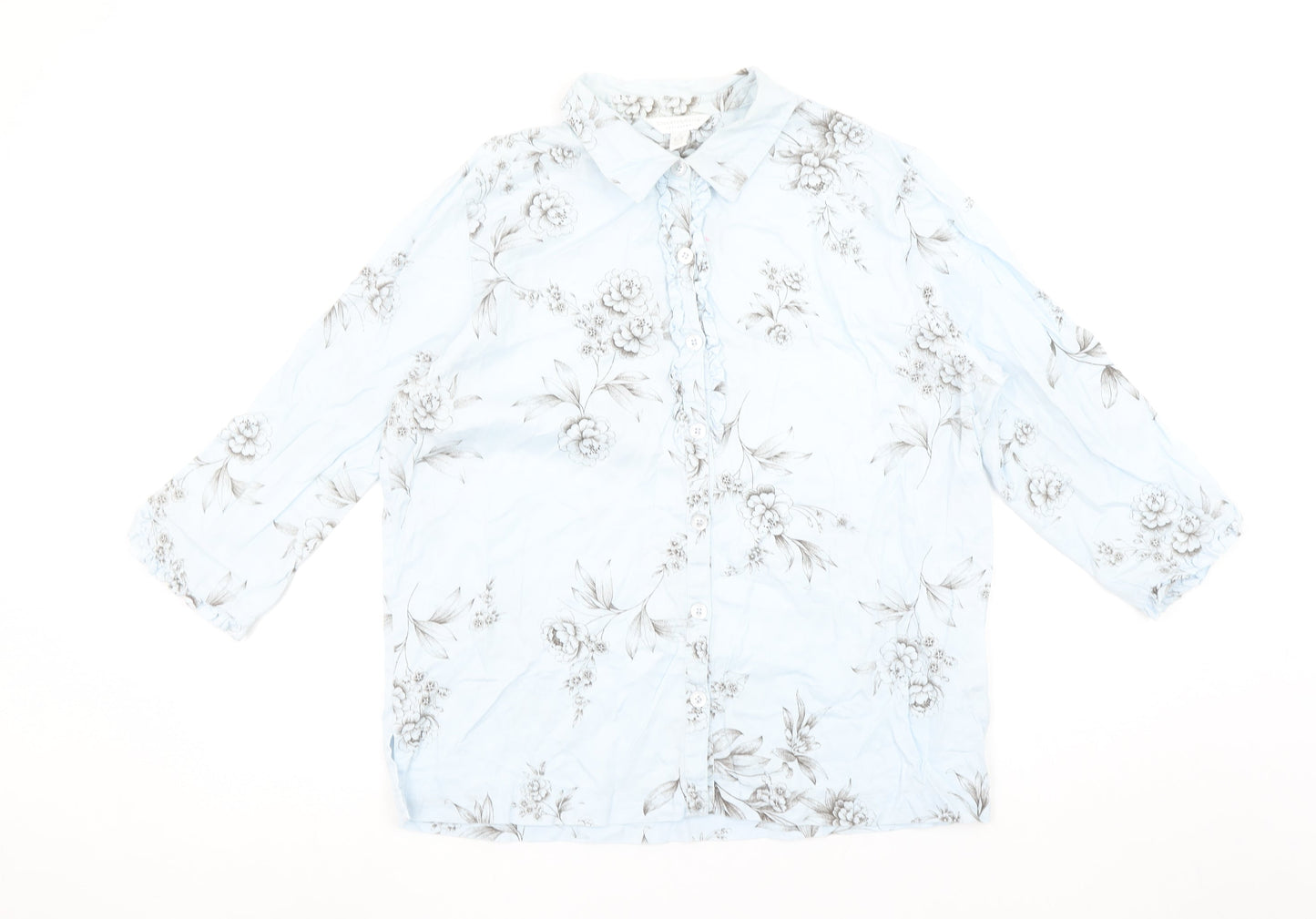 Womens UK Size M Charter Club Blue Basic Button-Up