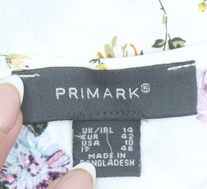 Womens UK Size 14 Primark White Tunic Blouse