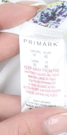 Womens UK Size 14 Primark White Tunic Blouse