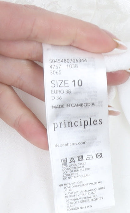 Womens UK Size 10 Principles White Wrap Blouse