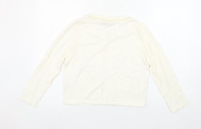 Gallery Women’s Ivory Beaded Neck Long Sleeve Knit Cardigan Size S