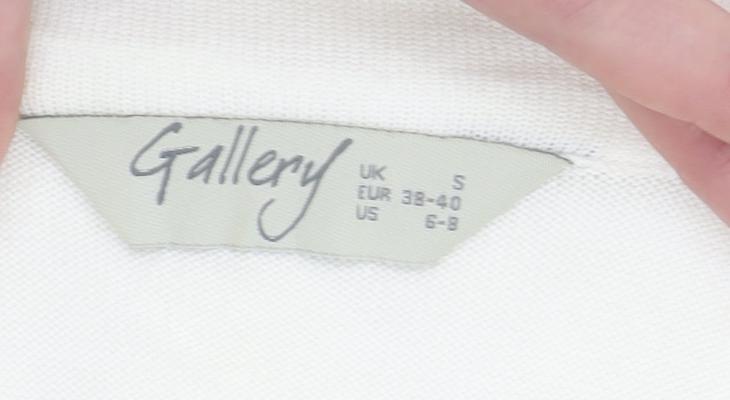 Gallery Women’s Ivory Beaded Neck Long Sleeve Knit Cardigan Size S