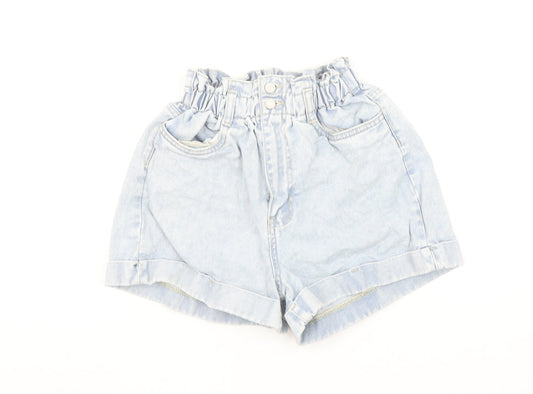 New Look Women Blue Size 10 Paperbag Denim Shorts