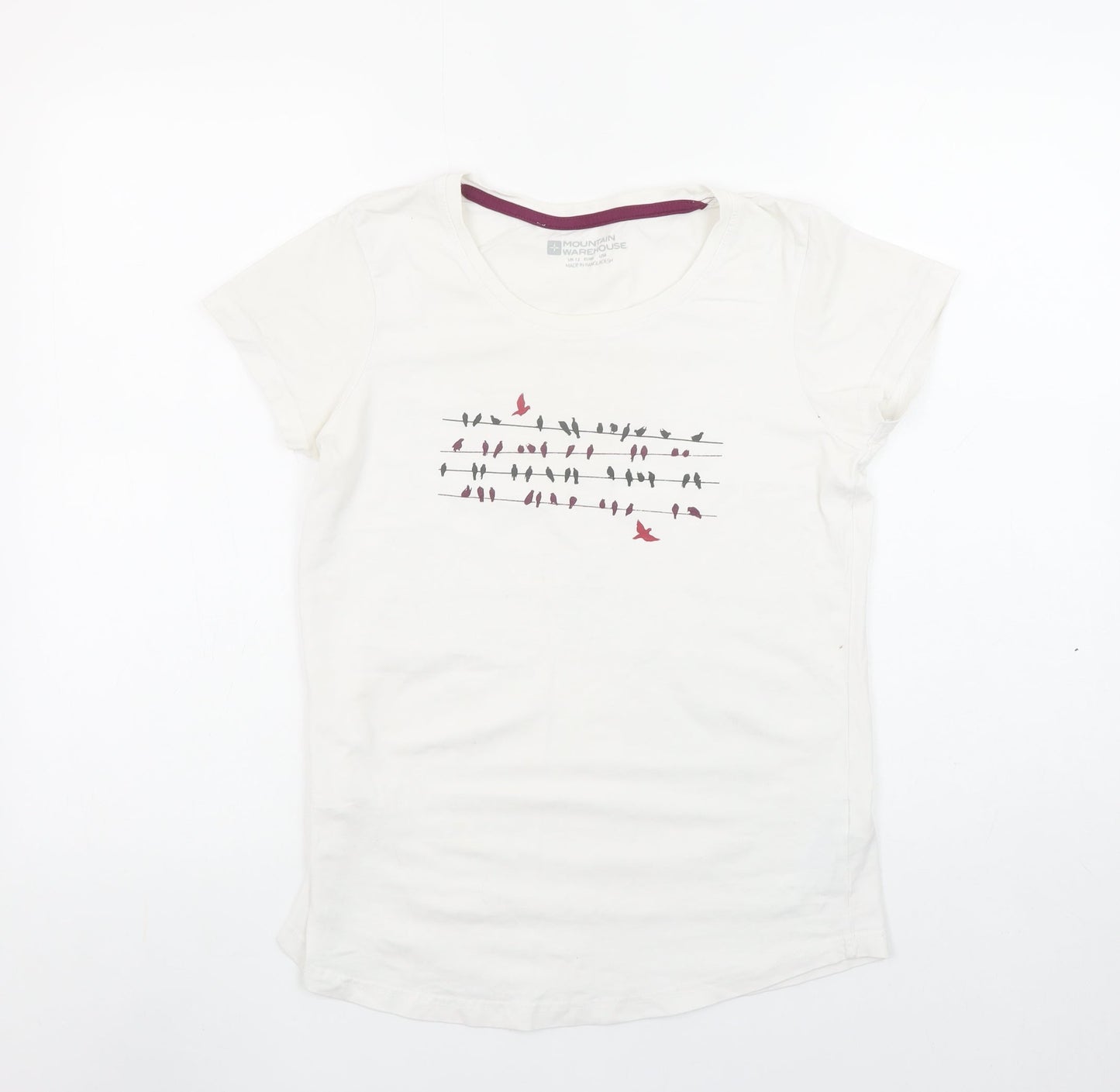 Mountain Warehouse Women’s White Bird Print Cotton T-Shirt Size 12