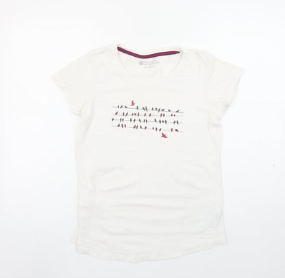 Mountain Warehouse Women’s White Bird Print Cotton T-Shirt Size 12