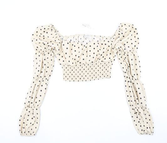 Womens UK Size 12 In the Style Beige Cropped Blouse