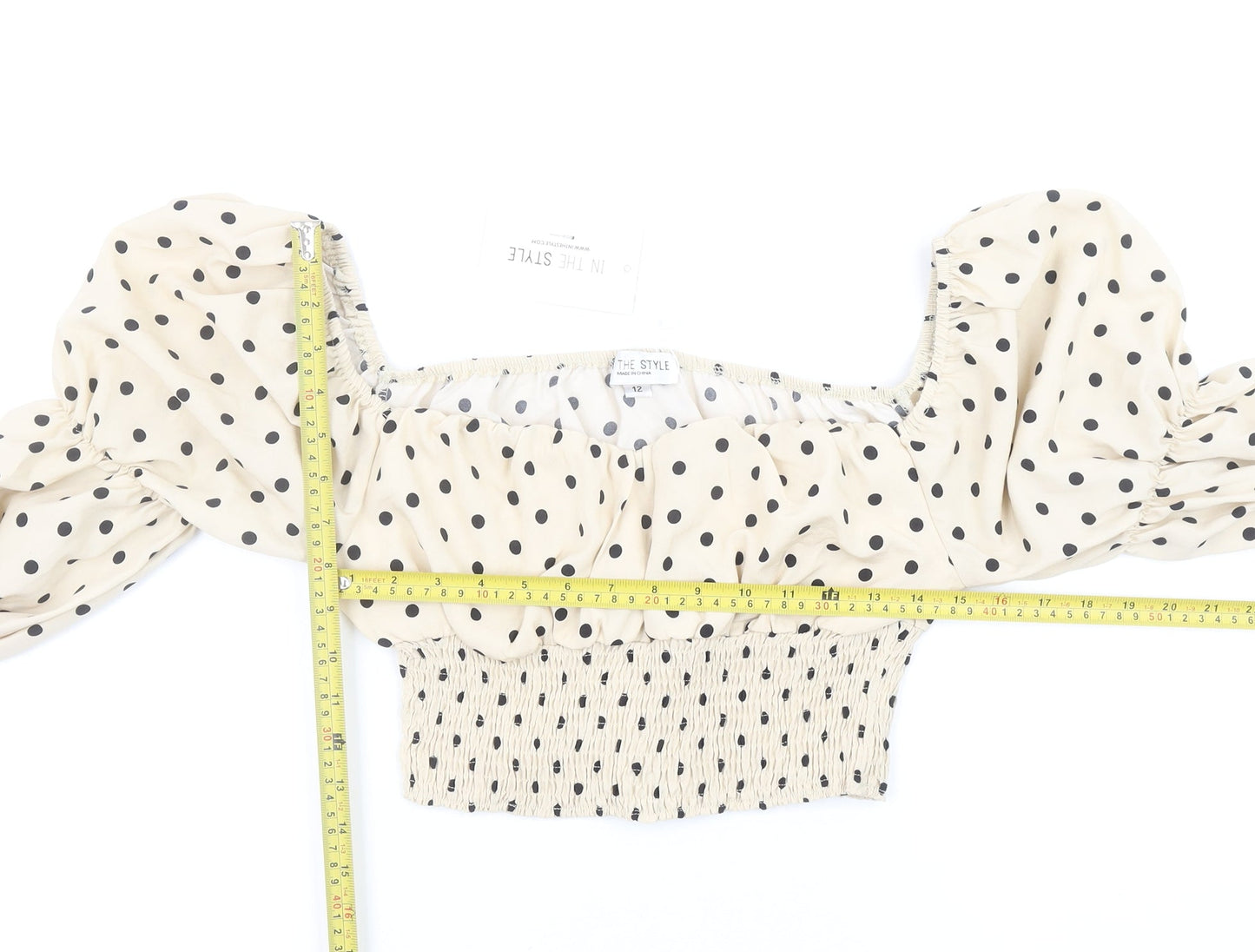 Womens UK Size 12 In the Style Beige Cropped Blouse