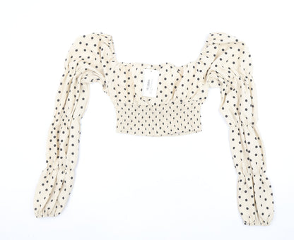 Womens UK Size 12 In the Style Beige Cropped Blouse