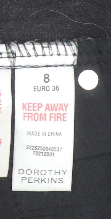 Dorothy Perkins Women’s Black Denim Mini Skirt Size 8 Stretch Casual
